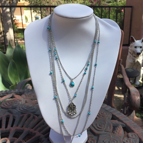 New Turquoise beaded Layered Necklace - Picture 3 of 6